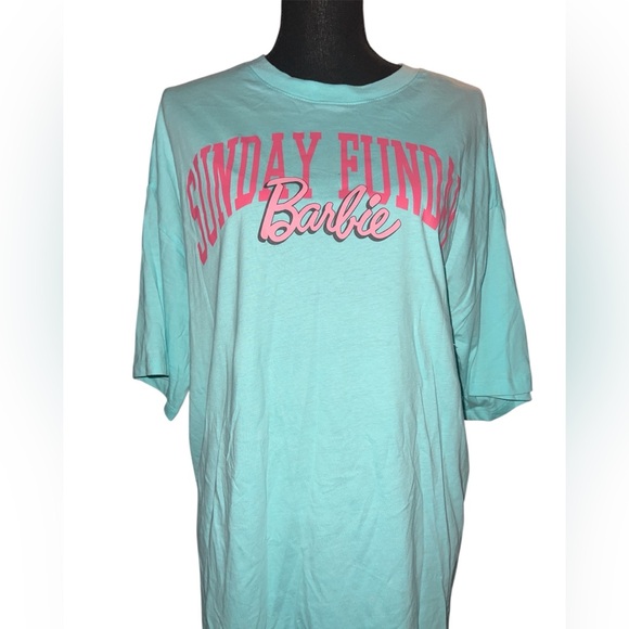 Barbie Sunday Funday Sky Blue Loose Fit Short Sleeve T Shirt Size Small - Picture 1 of 3
